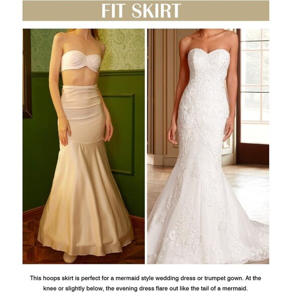 Women 1 Hoop Mermaid Petticoat Fishtail Underskirt Trumpet Crinoline - Picture 5 of 6